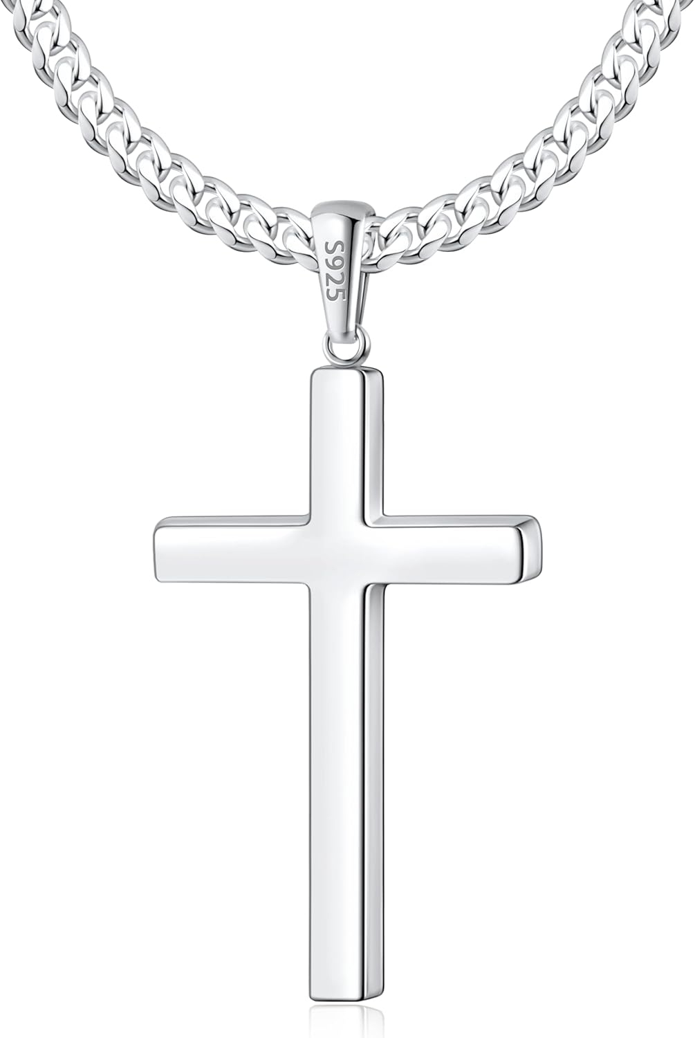 Italian 925 Sterling Silver Cross Necklace for Men and Women