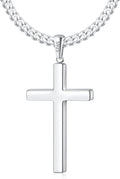 S925 Sterling Silver Cross Necklace for Men - 4mm Cuban Chain, 18k