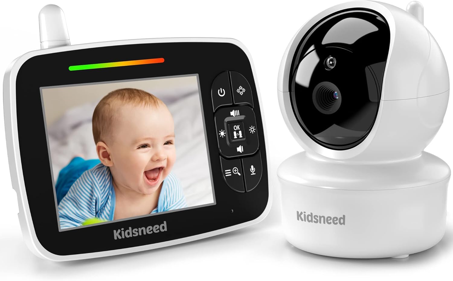 Kidsneed Video Baby Monitor - Remote Pan/Tilt, Two-Way Audio, Night Vision