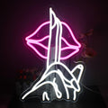 Lips Neon Sign Shh Gesture LED Neon Light for Wall Decor - Chic Pink