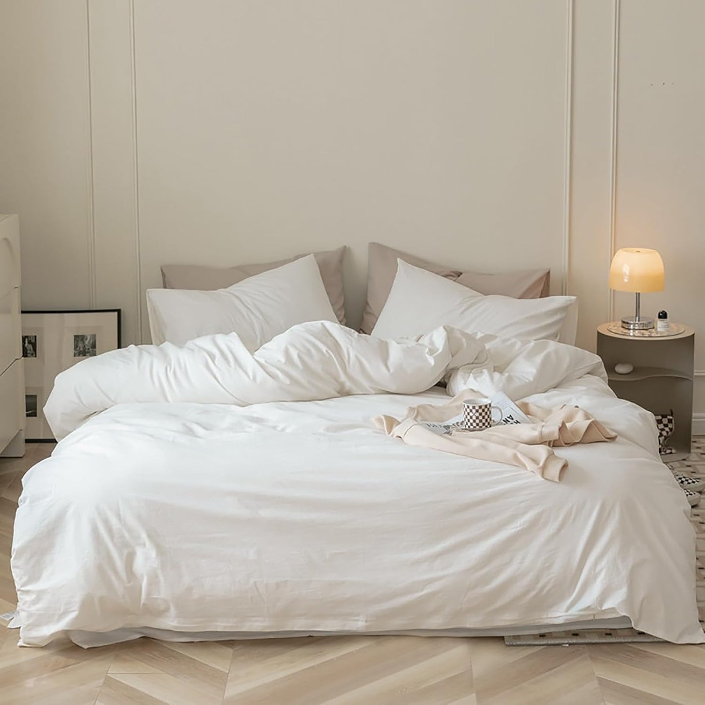 Luxlovery White Comforter Set for California King Bed - Soft & Fluffy