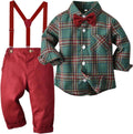 Toddler Boy Suit Set with Bowtie and Suspenders for Special Events