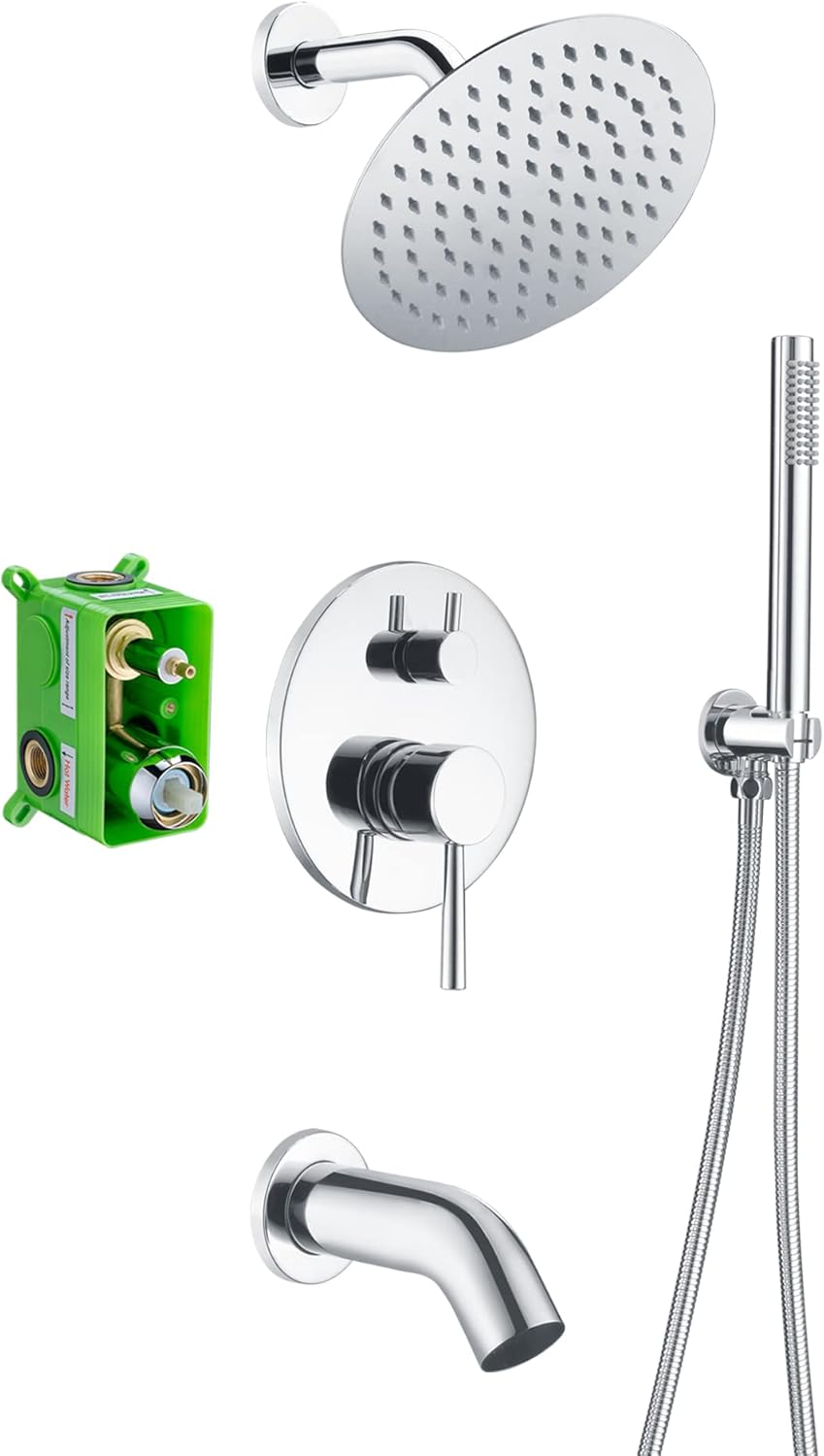 Sumerain Rain Shower System with Tub Spout and 8 in Shower Head