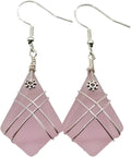 Sea Glass Earrings for Women - Hawaiian Handmade Wire Cross Drop