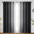 Ombre Room Darkening Curtains Black to Grey White - 2 Panels 70x84