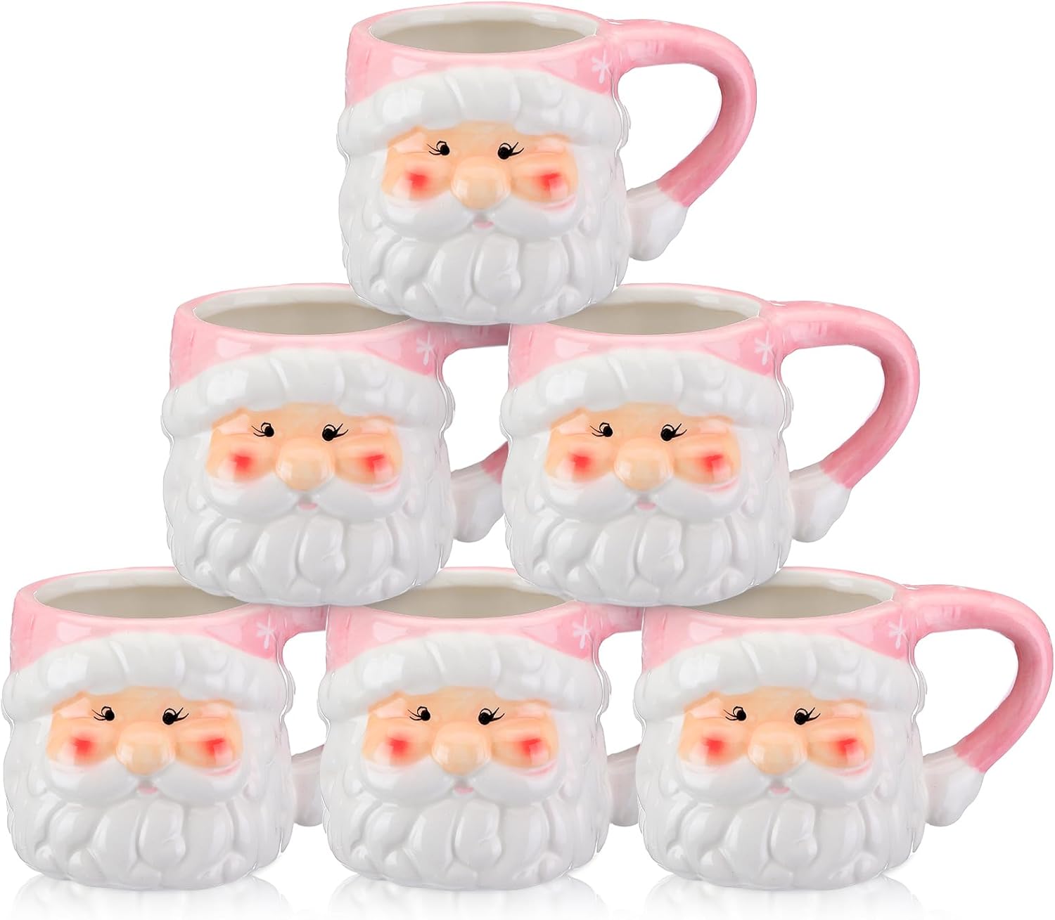 Sliner Christmas Santa Coffee Mugs Set of 6 for Holiday Cheer