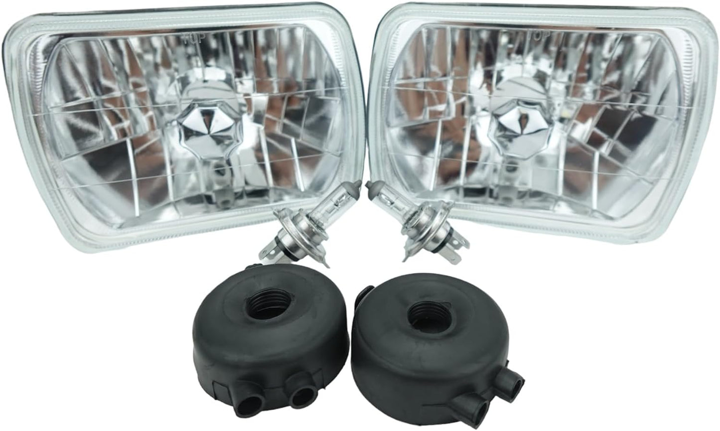 H6054 7x6 Chrome Housing Diamond Cut Headlights Replacement