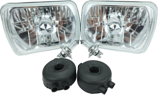 H6054 7x6 Chrome Housing Diamond Cut Headlights Replacement