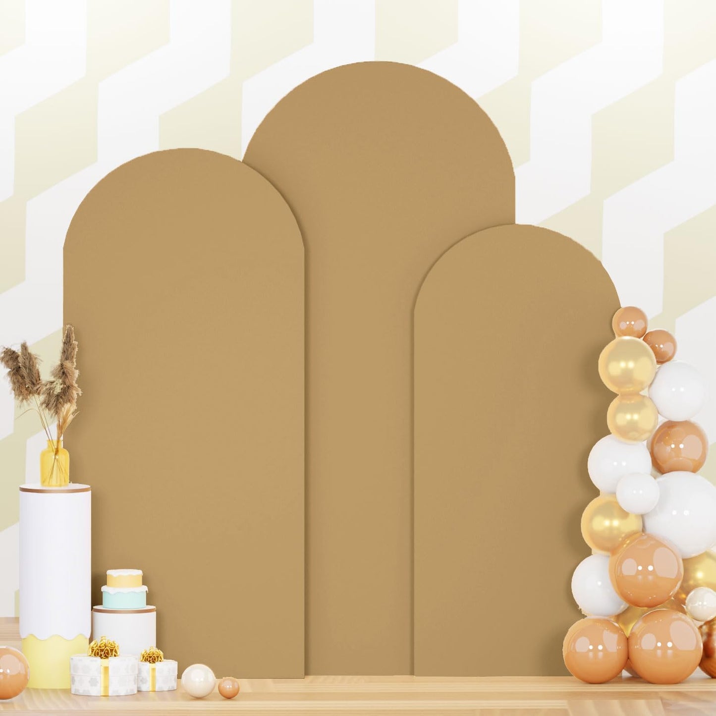 Brown Wedding Arch Cover Set of 3 for Elegant Event Decor