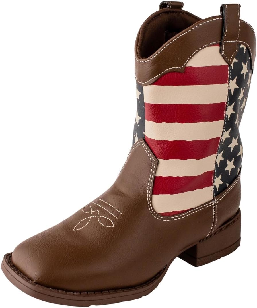 Kids Pointed Toe Western Boot with Patriotic Design for Children