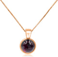 Real Gemstone 8mm Bezel Pendant Chain Necklace - Birthstone