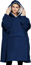 Wearable Blanket Hoodie for Adults Sherpa Oversized Sweatshirt - Navy