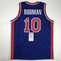 Autographed Dennis Rodman Detroit Blue Basketball Jersey with COA