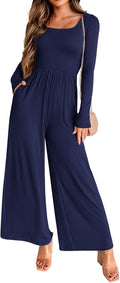 Long Sleeve Jumpsuit for Women Square Neck Wide Leg - Versatile Wear