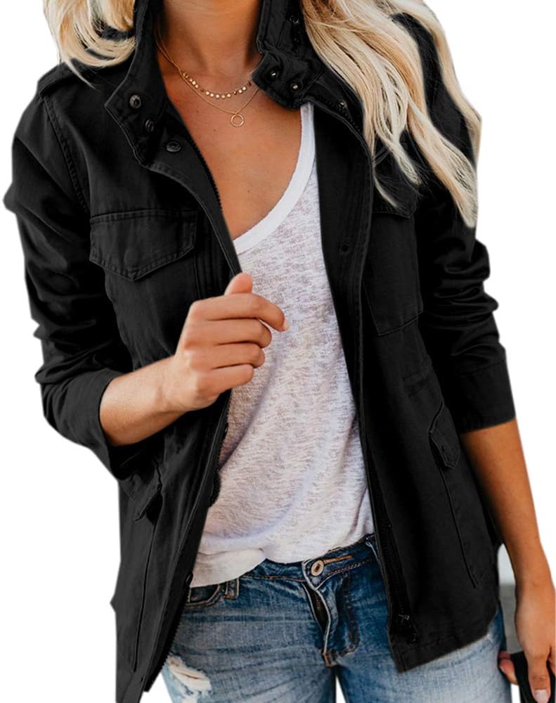 Soulomelody Women Military Anorak Jacket for Casual Outings