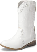 Cowgirl Boots for Kids Mid Calf Embroidered Western Boots