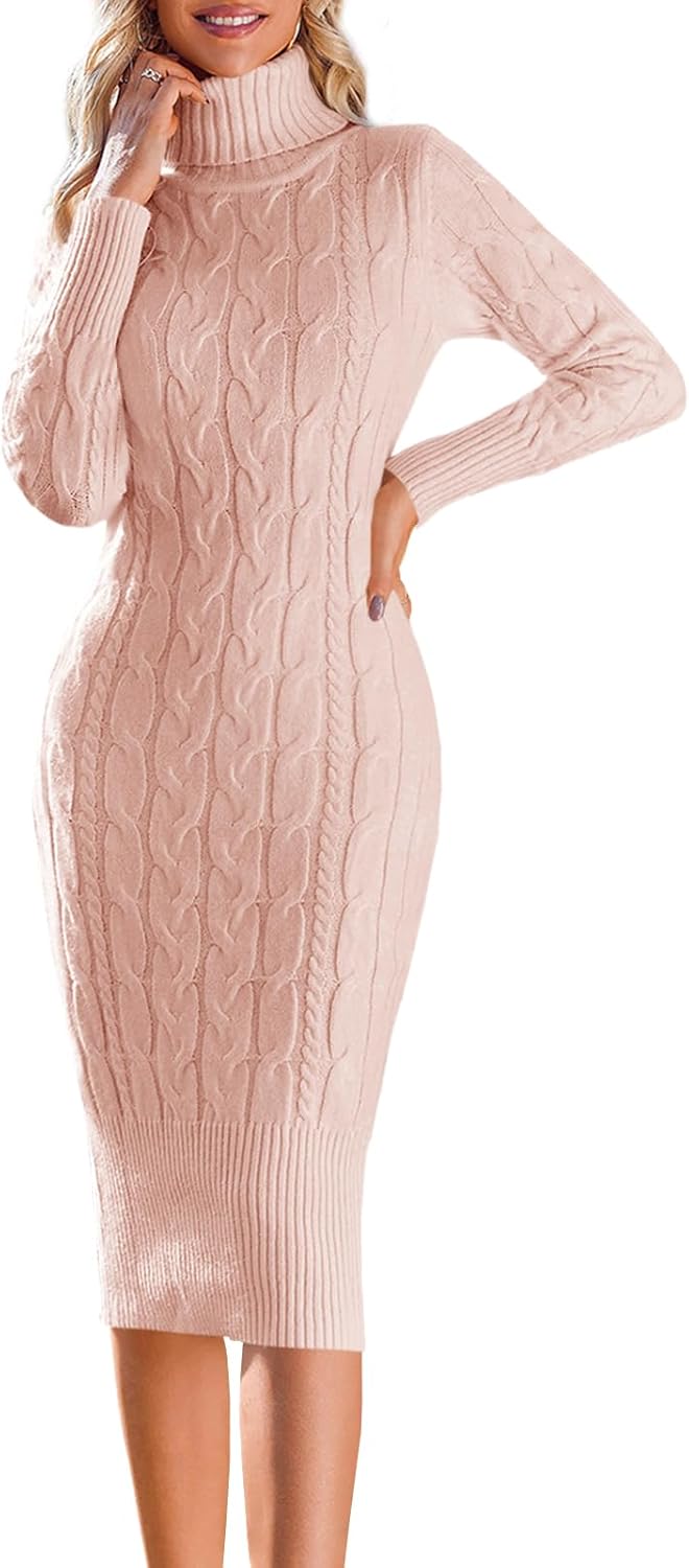Stylish Womens Long Sleeve Turtleneck Sweater Dress for All