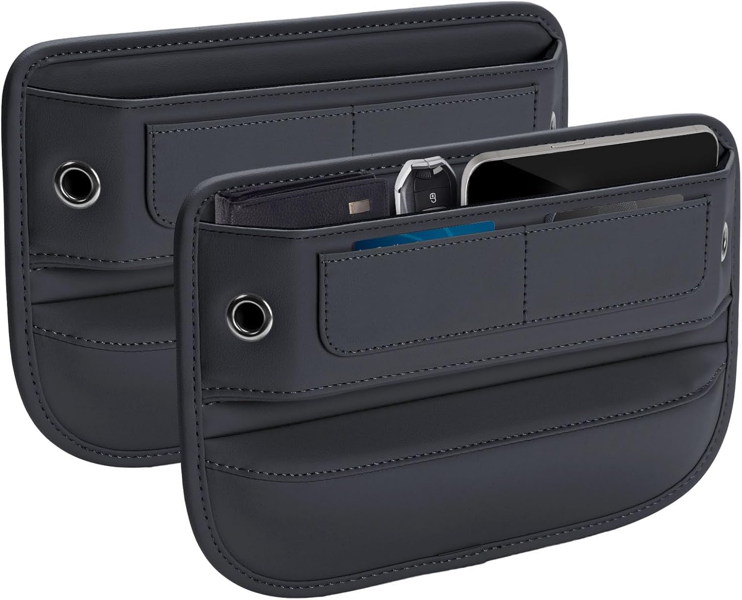 Universal Fit Premium Leather Car Seat Gap Filler Organizer