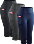 NELEUS Women's Tummy Control High Waist Capri Leggings - Pockets Yoga