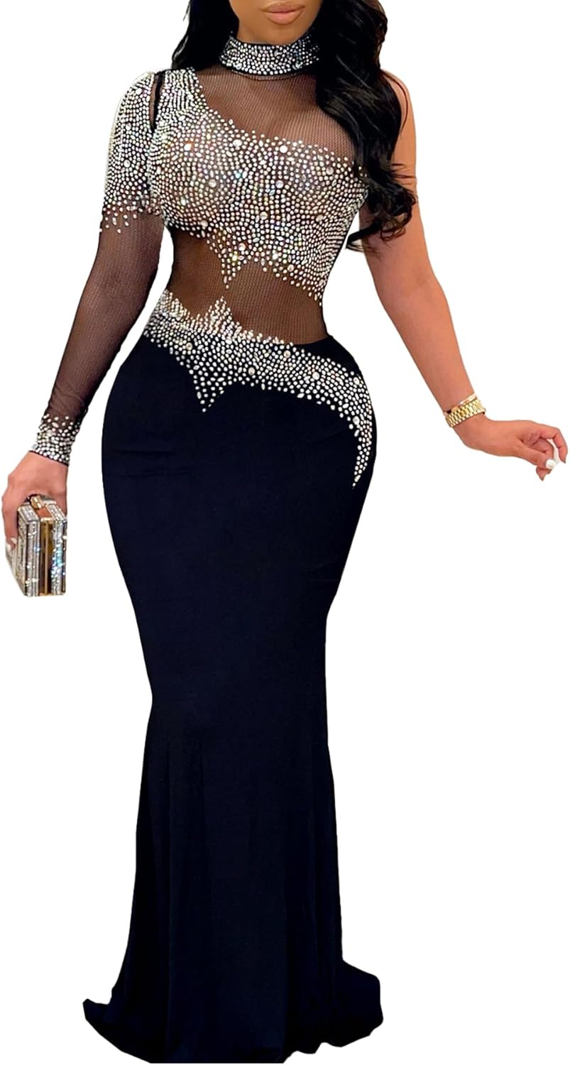 Nagfar Women Rhinestone Sequin Dress for Party and Night Out