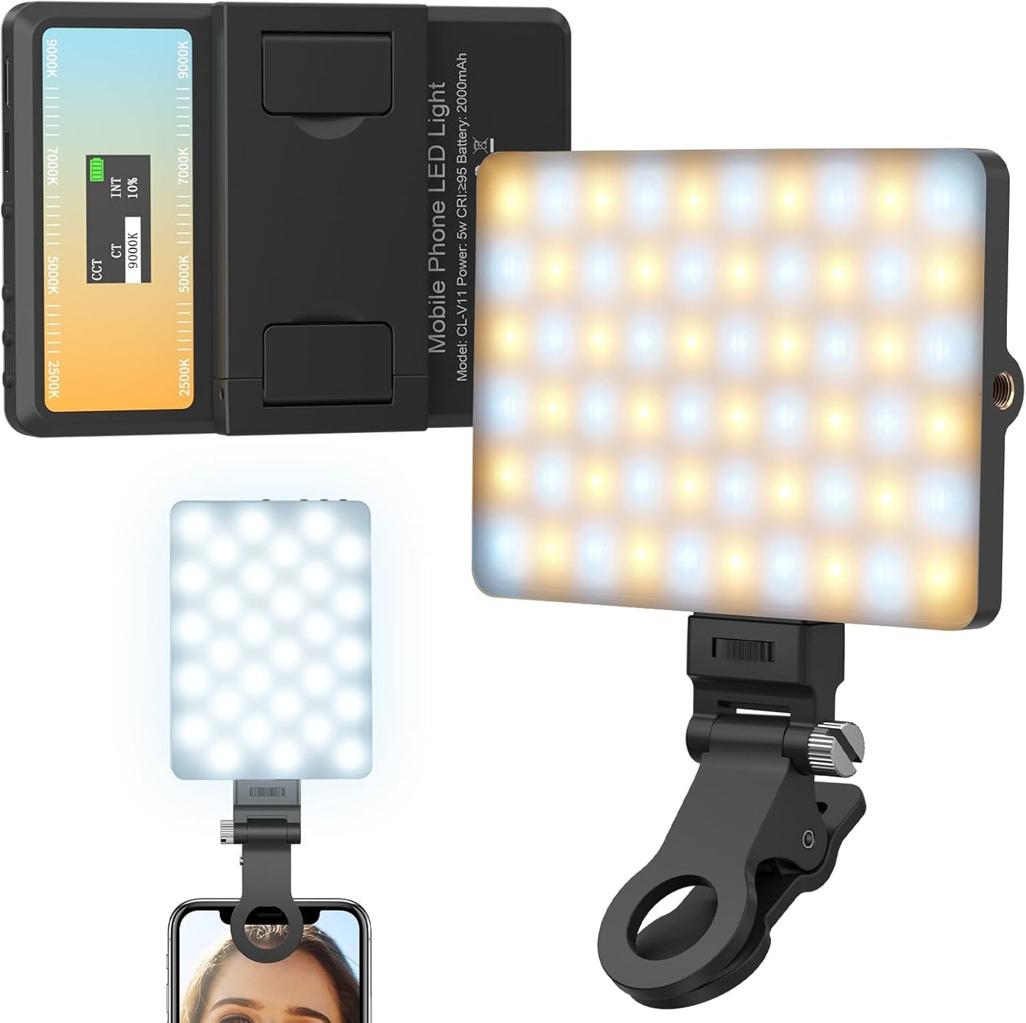 Selfie Light with LCD Display for Phone - 60 LED Rechargeable