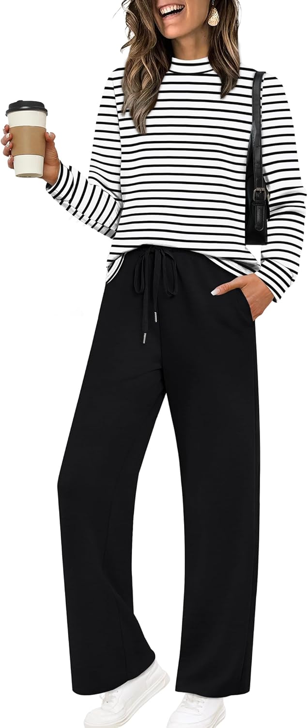 Sampeel Two Piece Sets for Women Mock Neck Loungewear Fashion