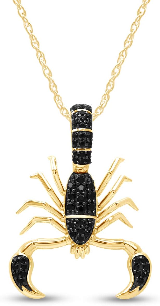 Exquisite Scorpio Pendant Necklace with Black Cubic Zirconia