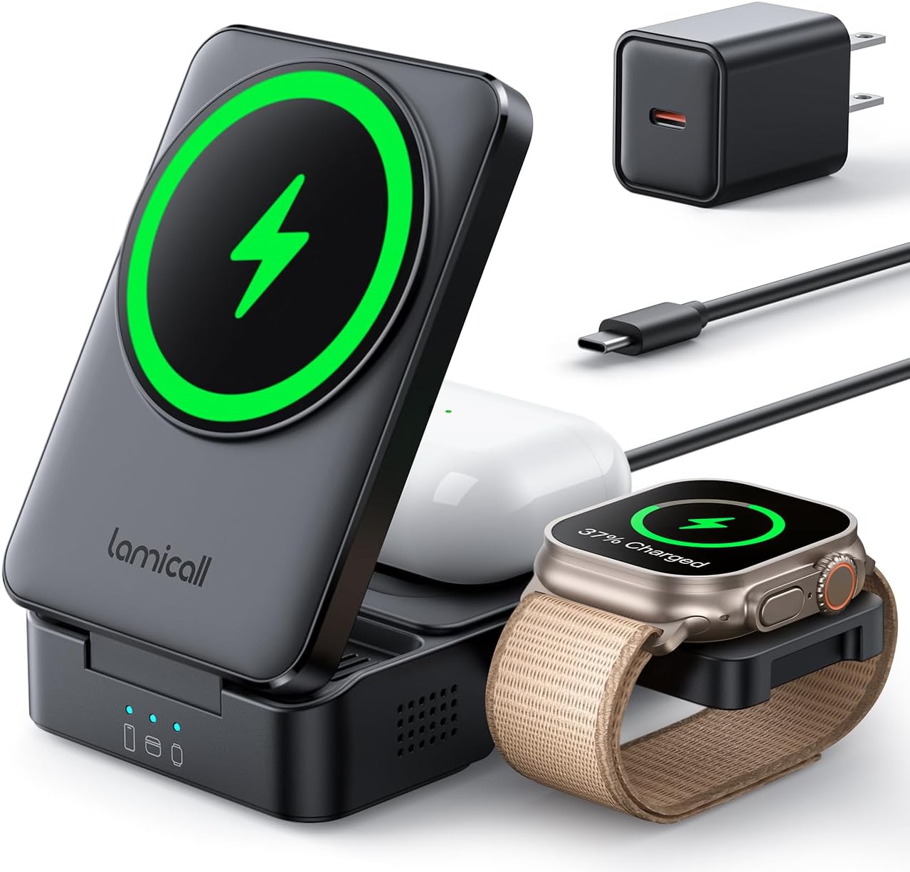 Lamicall 3 in 1 Wireless Charging Station for Apple Devices