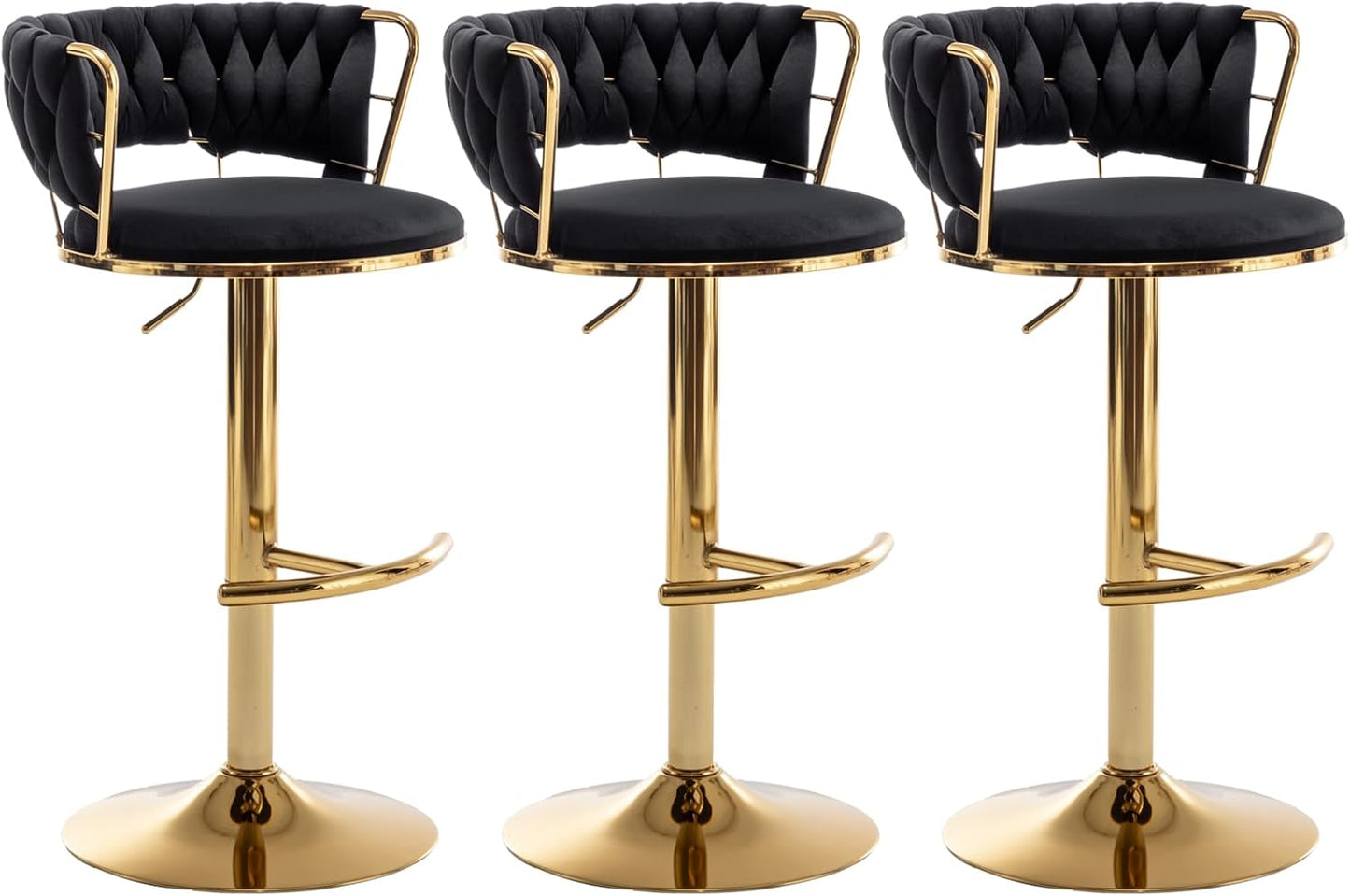 Stylish Velvet Bar Stools Set of 3 for Kitchen Island Use