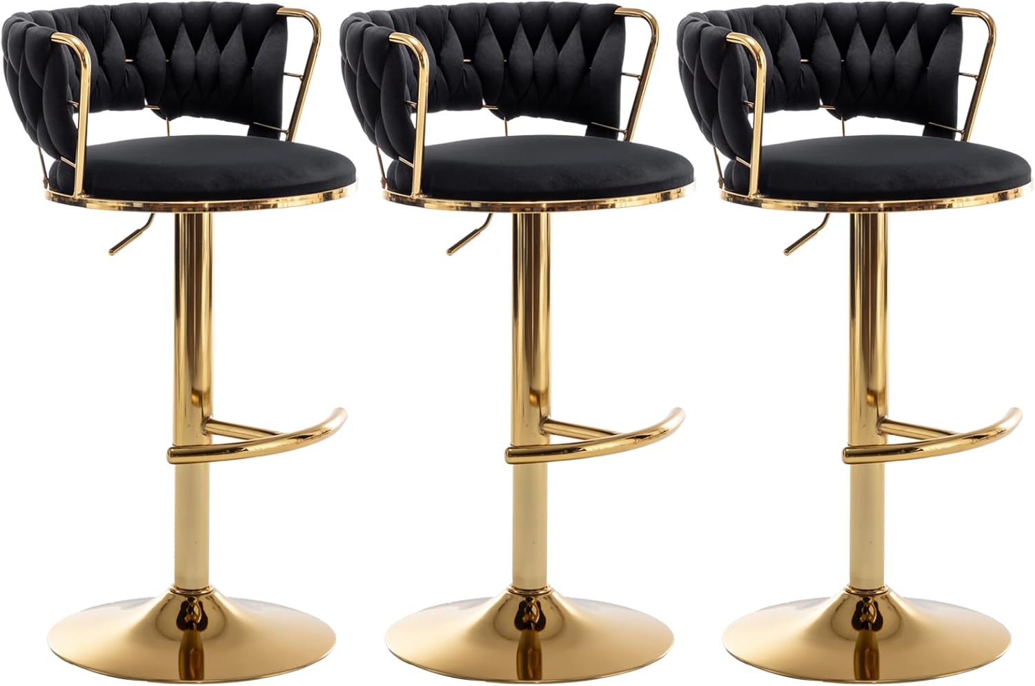 Stylish Velvet Bar Stools Set of 3 for Kitchen Island Use