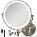 Rechargeable Wall Mounted Makeup Mirror Brushed Nickel - Magnifying