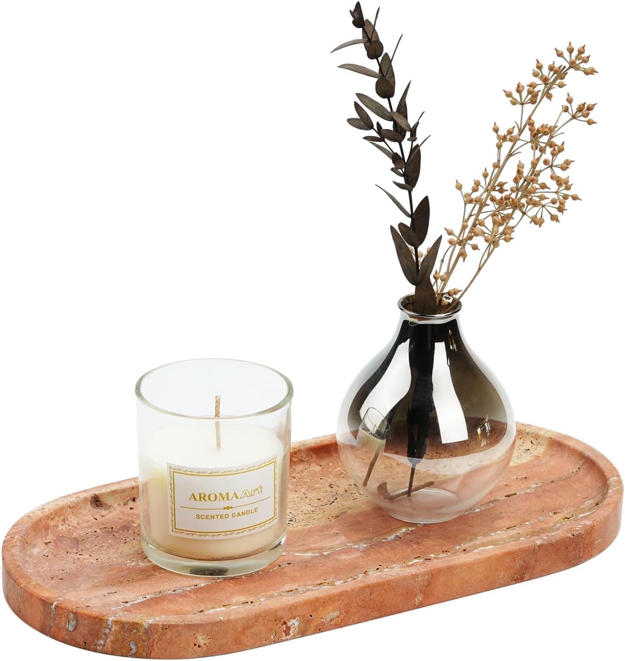 Koville Turkish Natural Travertine Tray for Elegant Home Decor