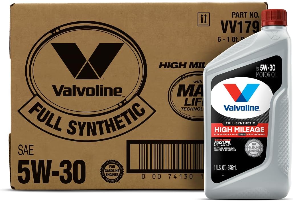 Valvoline Full Synthetic High Mileage Motor Oil 5W-30 for Longevity