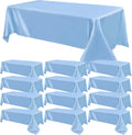 Satin Rectangle Tablecloth 12 Pack Baby Blue - Value Set for Events