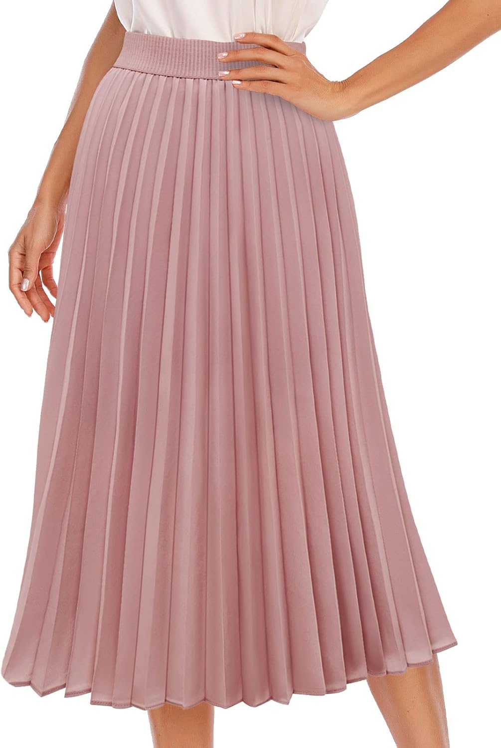 DRESSTELLS Pleated Midi Skirts for Women - Elegant Aline Style