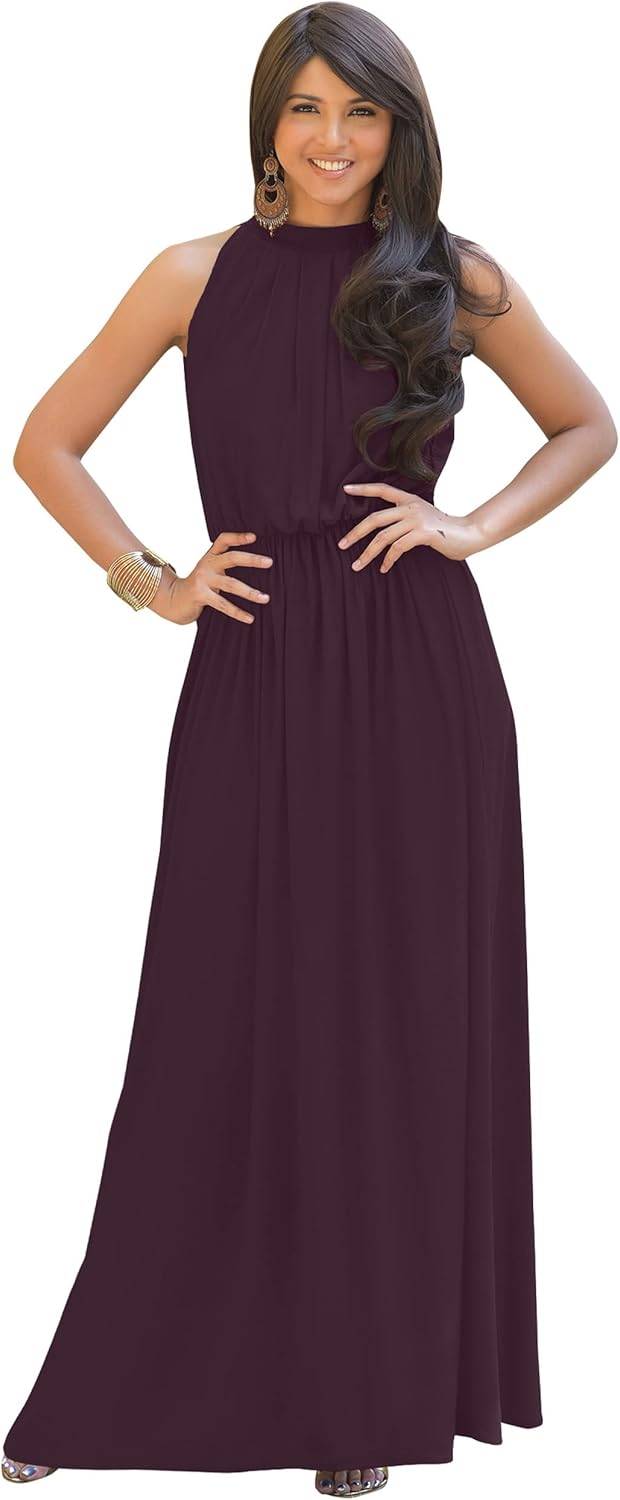 KOH KOH Sexy Sleeveless Summer Formal Flowy Casual Gown