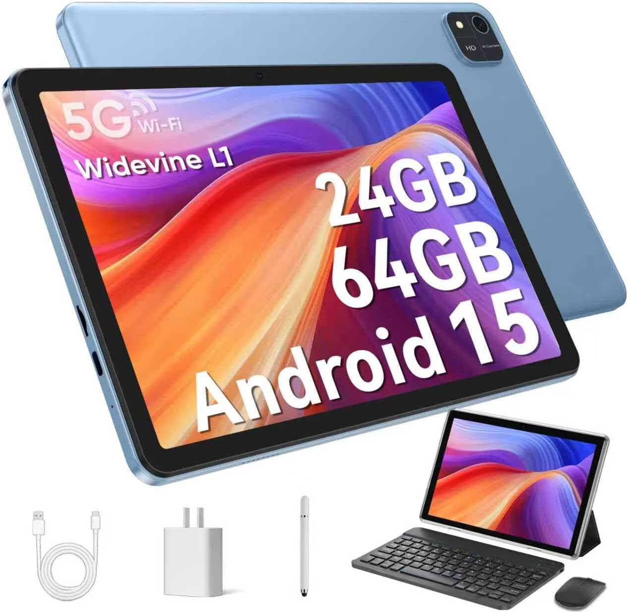 Android 15 Tablet 10.1 inch with Keyboard and Mouse for 2025