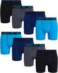 Reebok Mens Boxer Briefs 8-Pack 6in Inseam Stretch Performance