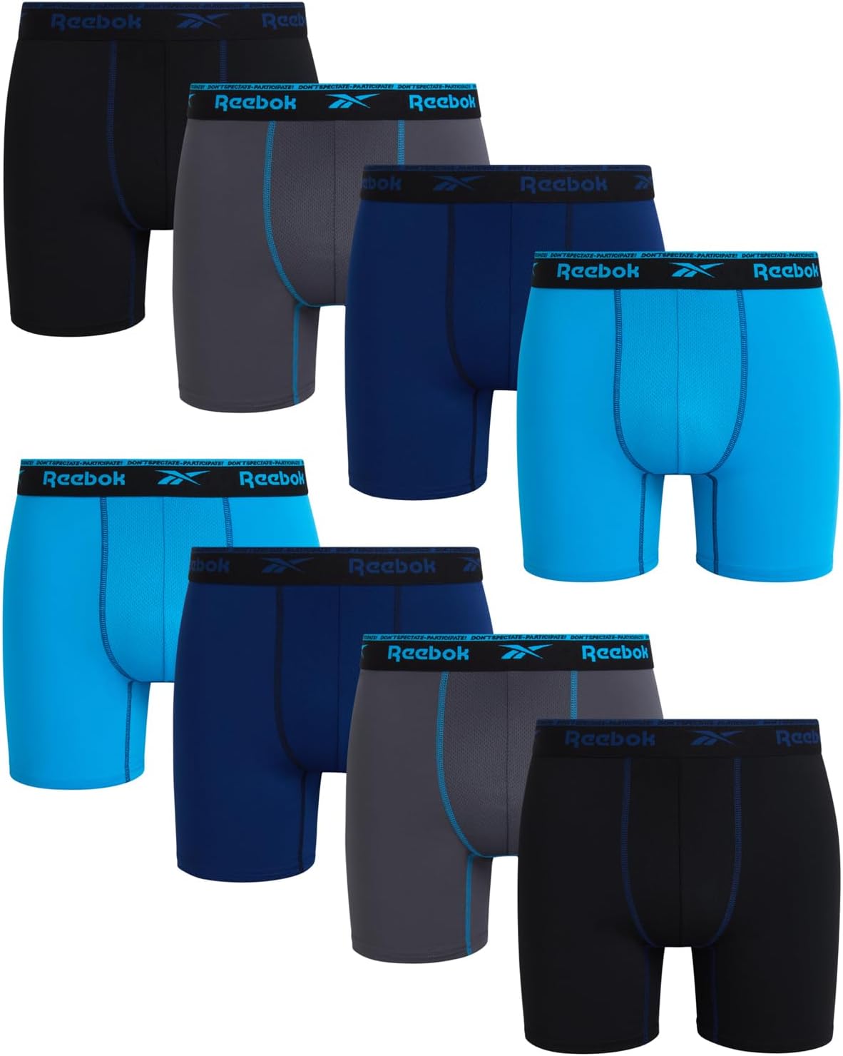 Reebok Mens Boxer Briefs 8 Pack for Comfort and Performance