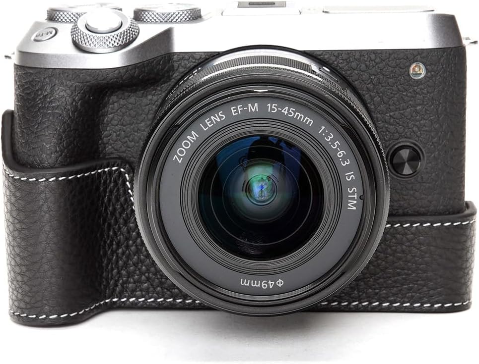 Genuine Real Leather Half Camera Case for Canon EOS M6 Mark ii