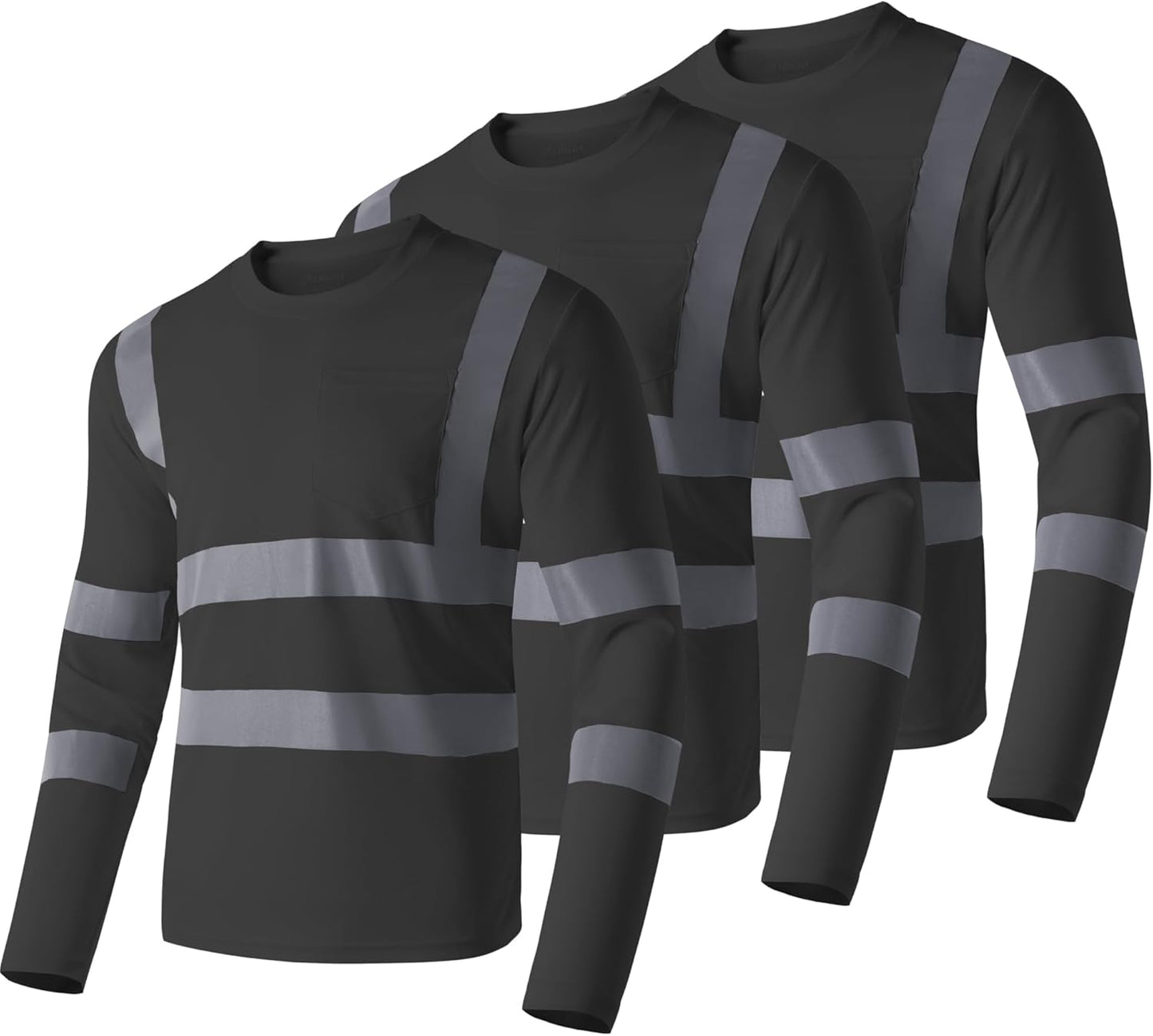 Ubon Hi Vis Shirts for Men - Safety Long Sleeve 3-Pack