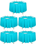 LTC LINENS 90 in Round Tablecloth Turquoise - Wrinkle Resistant