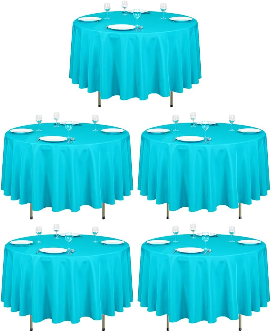 90 Inch Round Tablecloths for Weddings and Parties - Turquoise