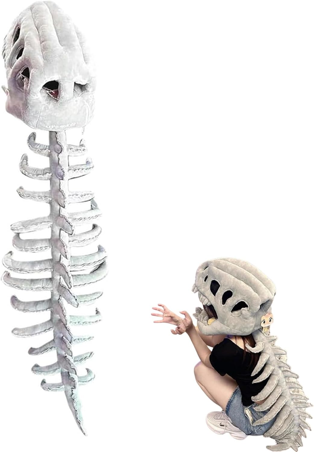 Dinosaur Costume with 3D Skeleton Design for Halloween Fun