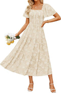 ZESICA Womens Summer Boho Floral Midi Dress - Flowy Beach Midi Casual