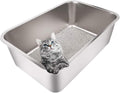 Stainless Steel Litter Box for Cat and Rabbit - Tall Sides Mess-Free