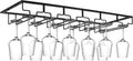 6-Row Under Cabinet Wine Glass Rack Black - Holds 12-18 Stemware