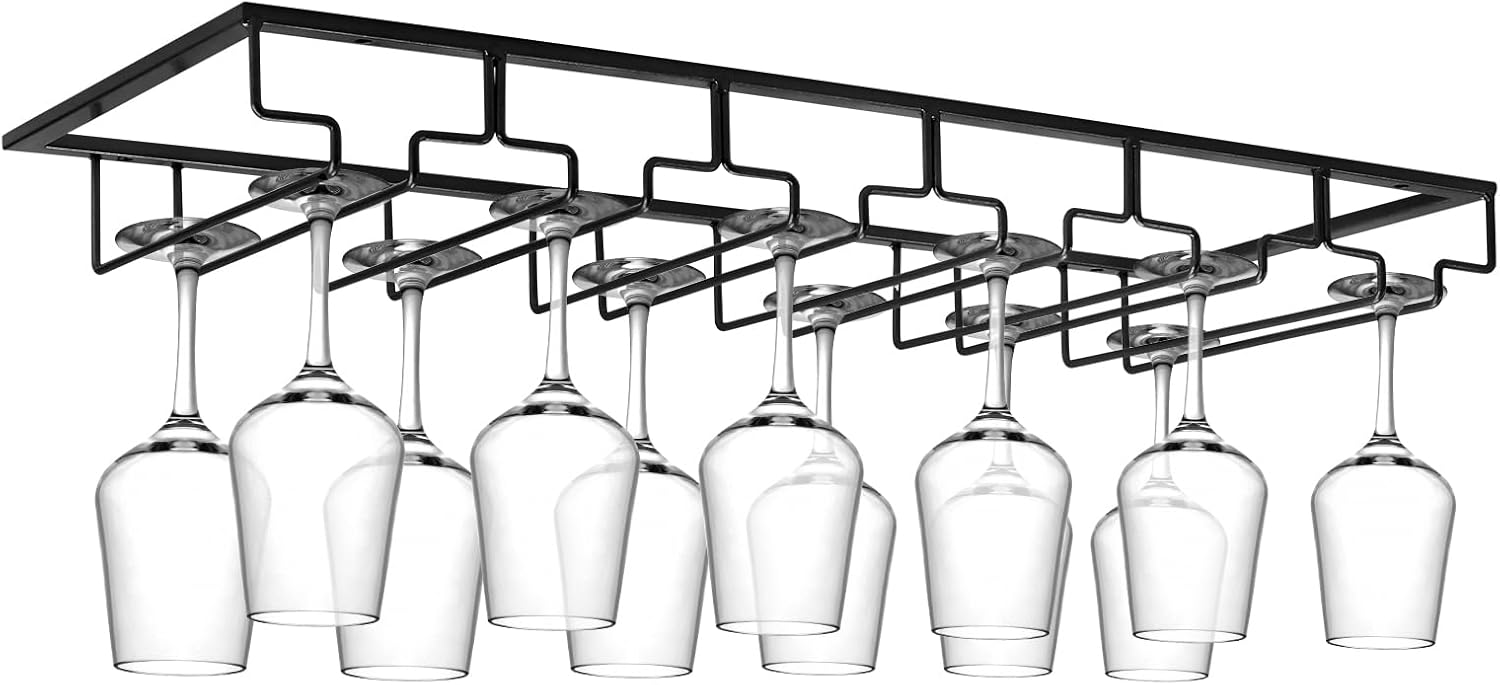 Xverycan Wine Glass Rack Under Cabinet for Stylish Storage