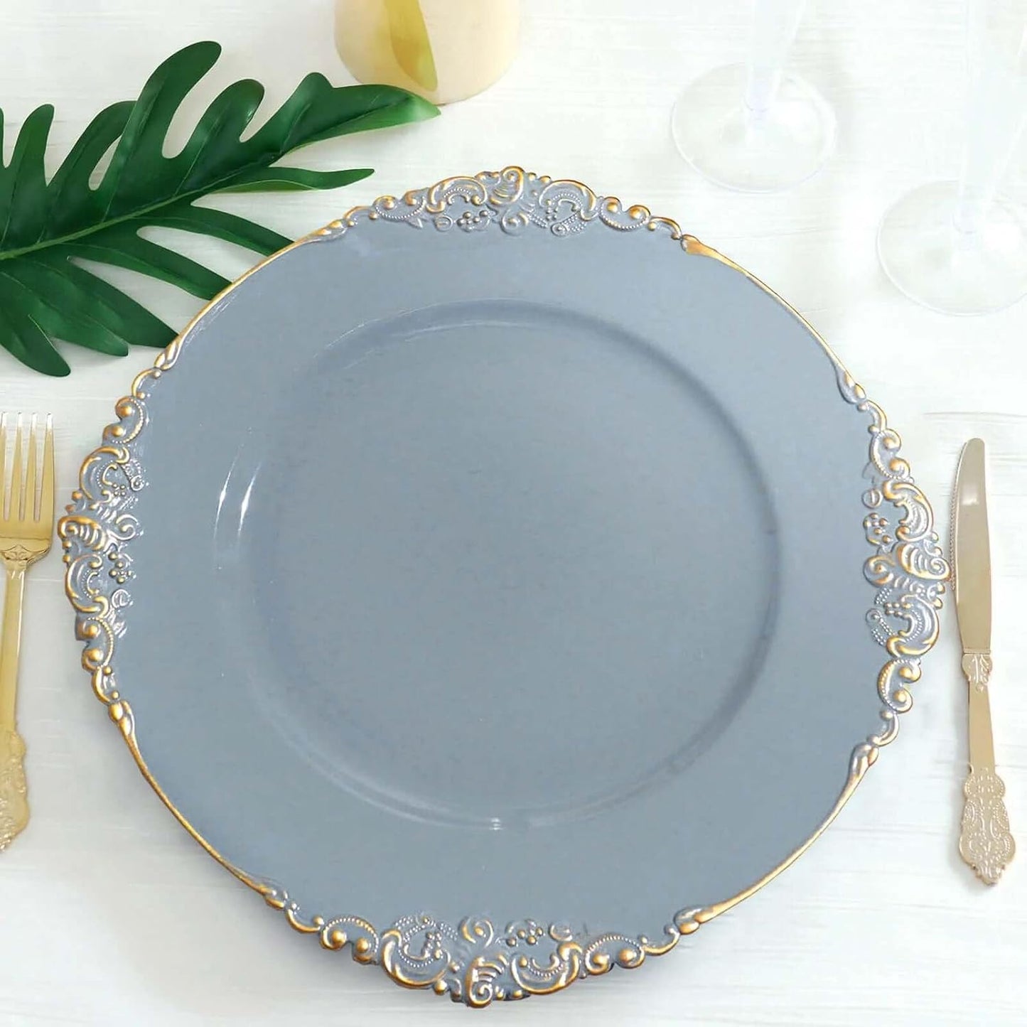 13 Inch Dusty Blue Charger Plates Set of 24 for Events