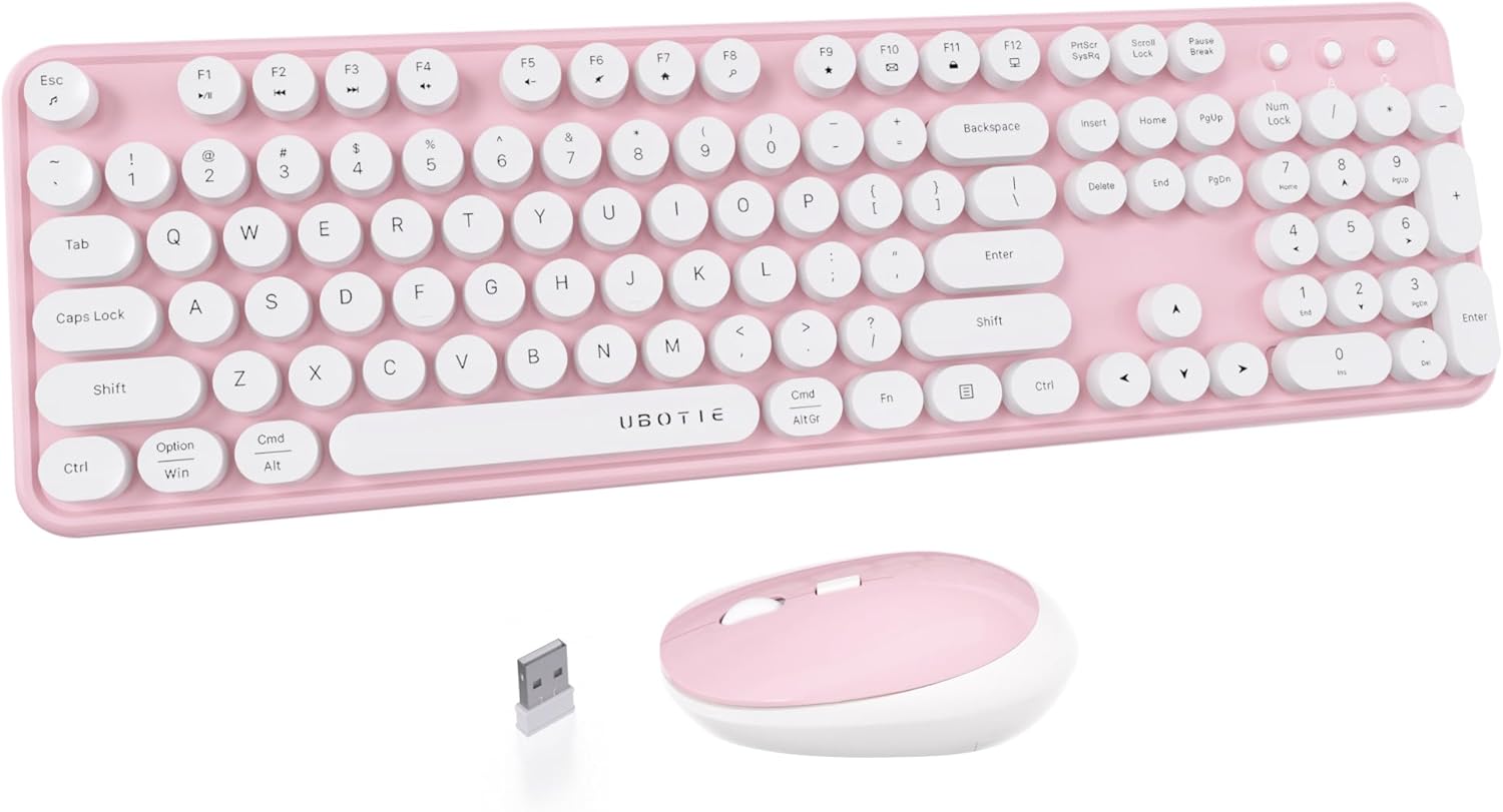 UBOTIE Colorful Wireless Keyboard Mouse Combo for Office Use